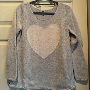 Old Navy Gray & White Heart Sweater
